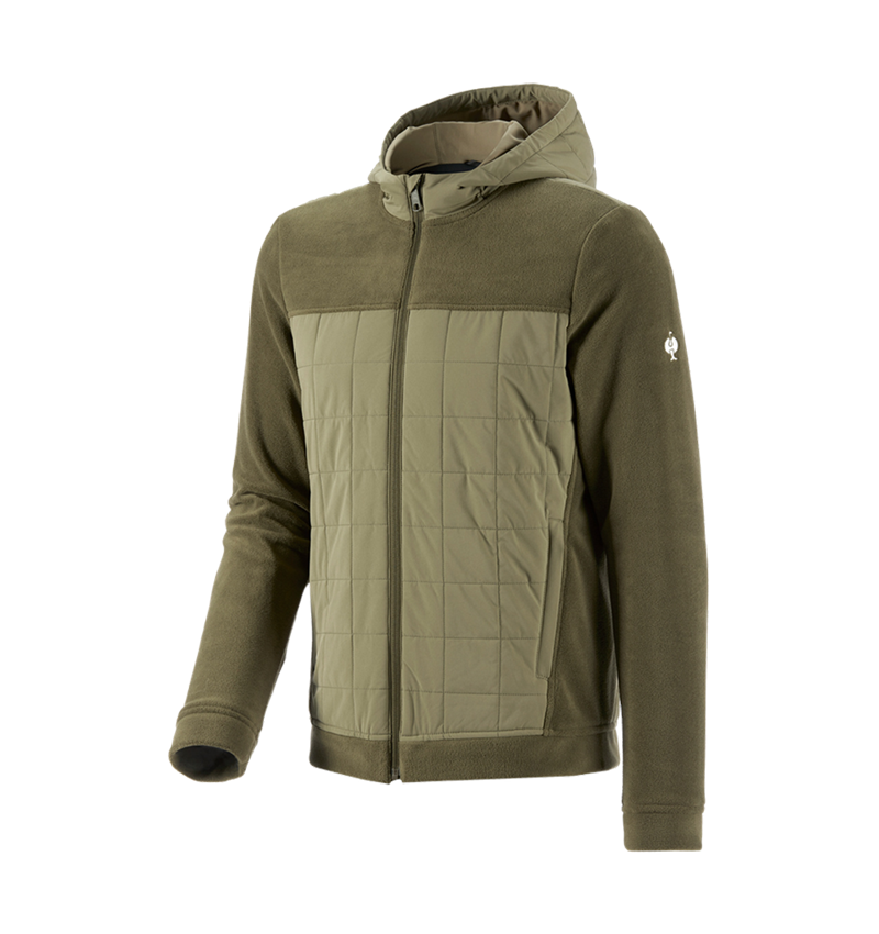 Work Jackets: Hybrid fleece hoody e.s.concrete + mudgreen/stipagreen 2