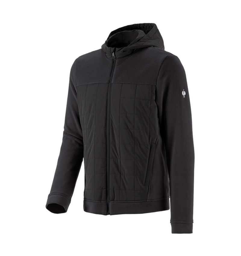 Work Jackets: Hybrid fleece hoody jacket e.s.concrete + black 2