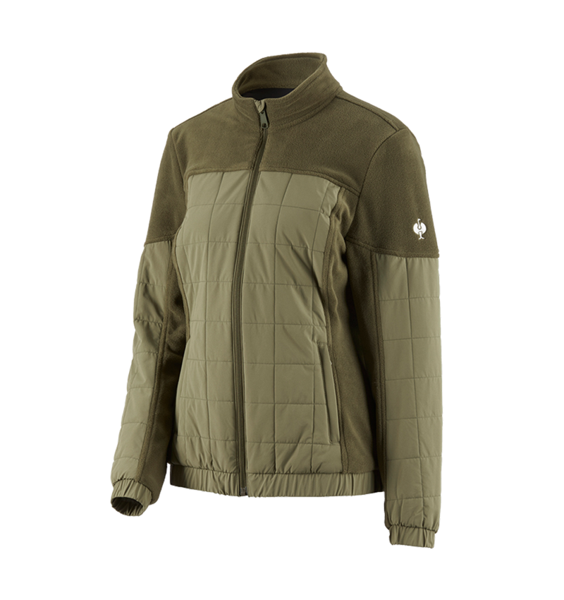 Work Jackets: Hybrid fleece jacket e.s.concrete, ladies' + mudgreen/stipagreen 2