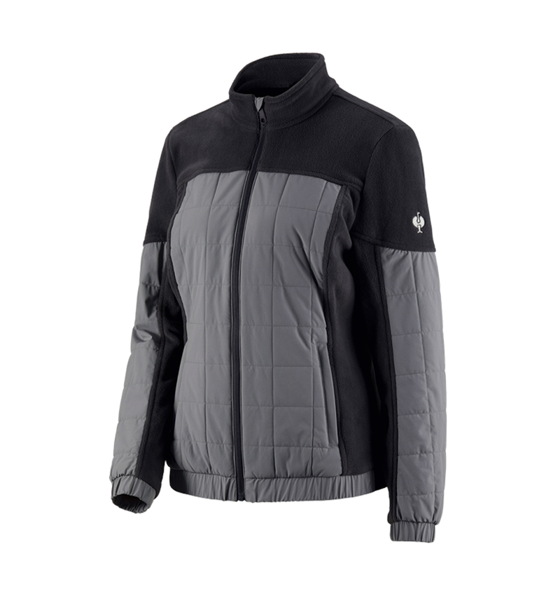 Work Jackets: Hybrid fleece jacket e.s.concrete, ladies' + black/basaltgrey 2
