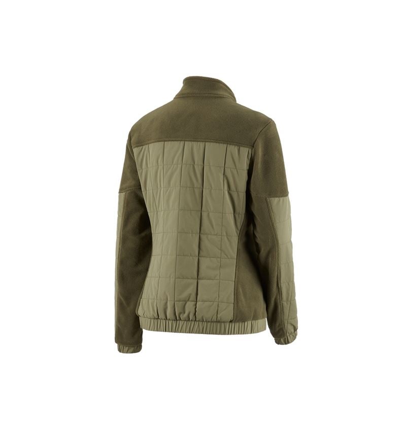 Work Jackets: Hybrid fleece jacket e.s.concrete, ladies' + mudgreen/stipagreen 3