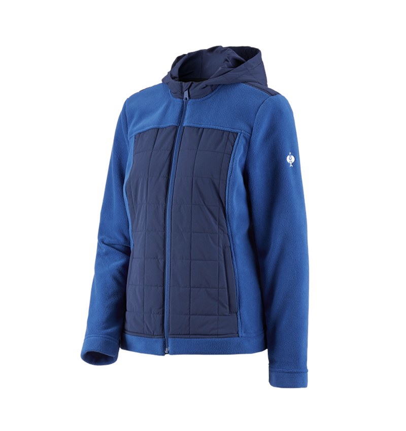 Work Jackets: Hybrid fleece hoody e.s.concrete, ladies' + alkaliblue/deepblue 2