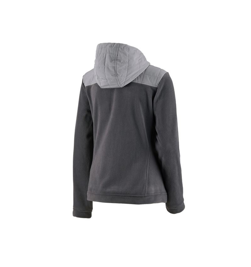 Work Jackets: Hybrid fleece hoody jacket e.s.concrete, ladies' + anthracite/pearlgrey 3