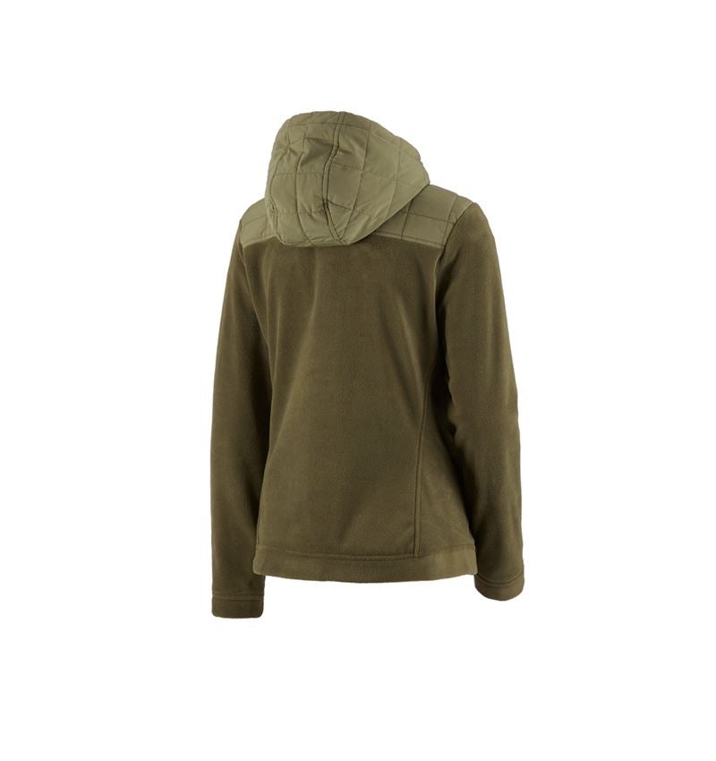 Work Jackets: Hybrid fleece hoody jacket e.s.concrete, ladies' + mudgreen/stipagreen 3