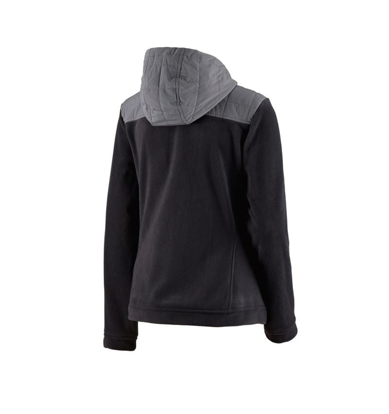 Work Jackets: Hybrid fleece hoody jacket e.s.concrete, ladies' + black/basaltgrey 3