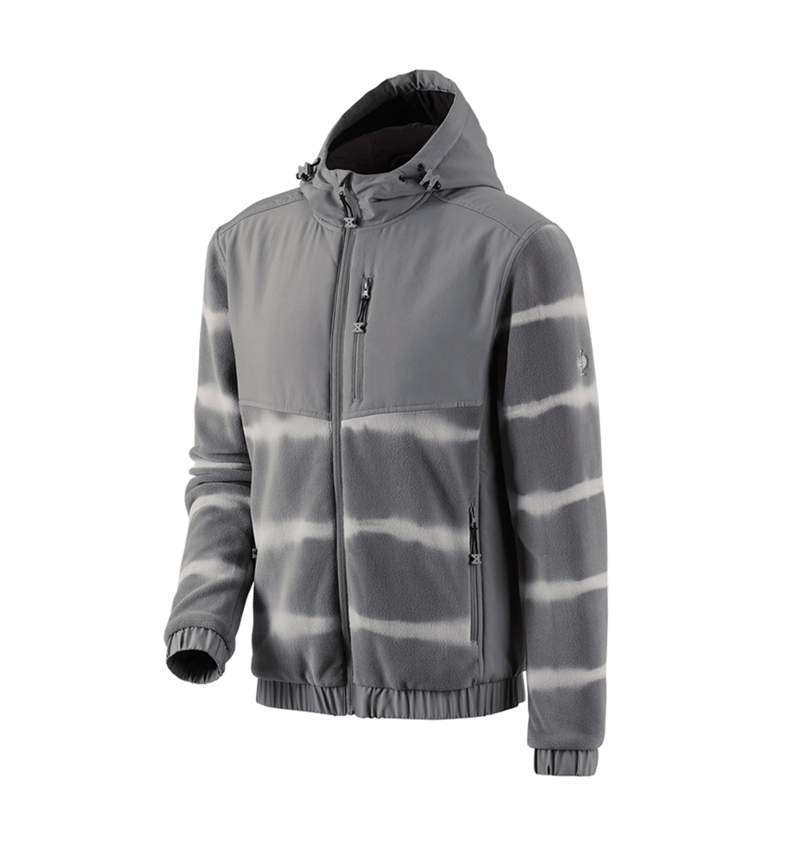Work Jackets: Hybrid fleece hoody jacket tie-dye e.s.motion ten + granite/opalgrey 3