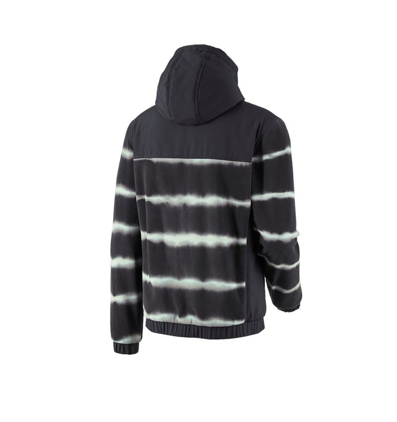 Work Jackets: Hybrid fleece hoody jacket tie-dye e.s.motion ten + oxidblack/magneticgrey 3