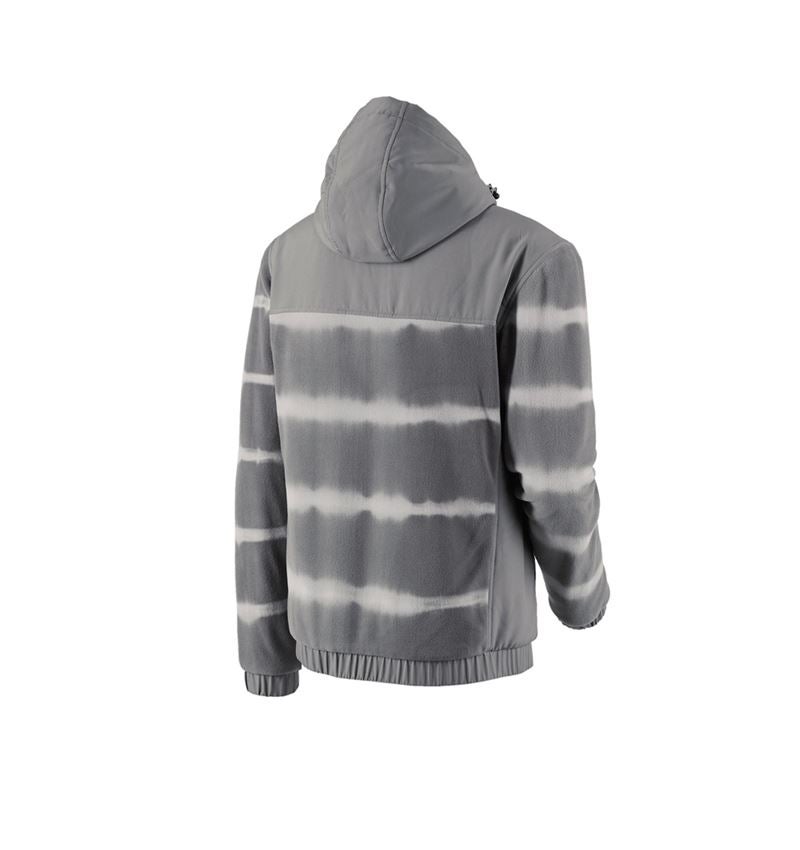 Work Jackets: Hybrid fleece hoody jacket tie-dye e.s.motion ten + granite/opalgrey 4