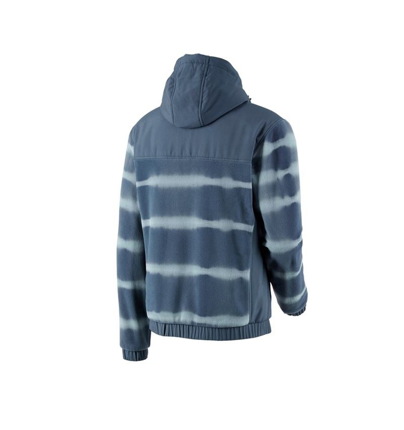 Work Jackets: Hybrid fleece hoody jacket tie-dye e.s.motion ten + slateblue/smokeblue 4