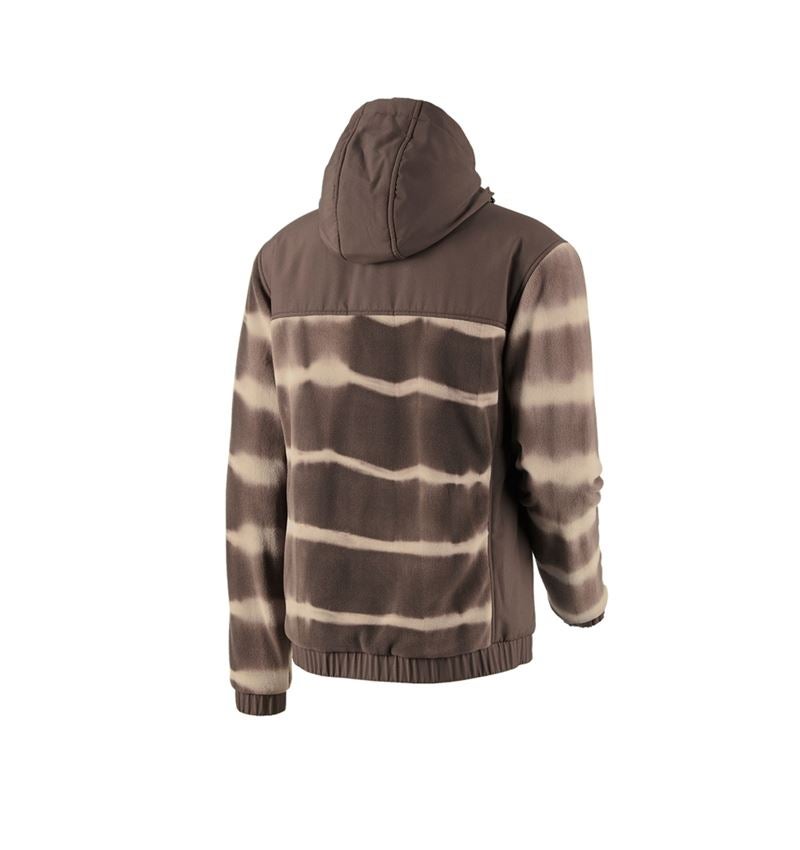 Work Jackets: Hybrid fleece hoody jacket tie-dye e.s.motion ten + chestnut/pecanbrown 3