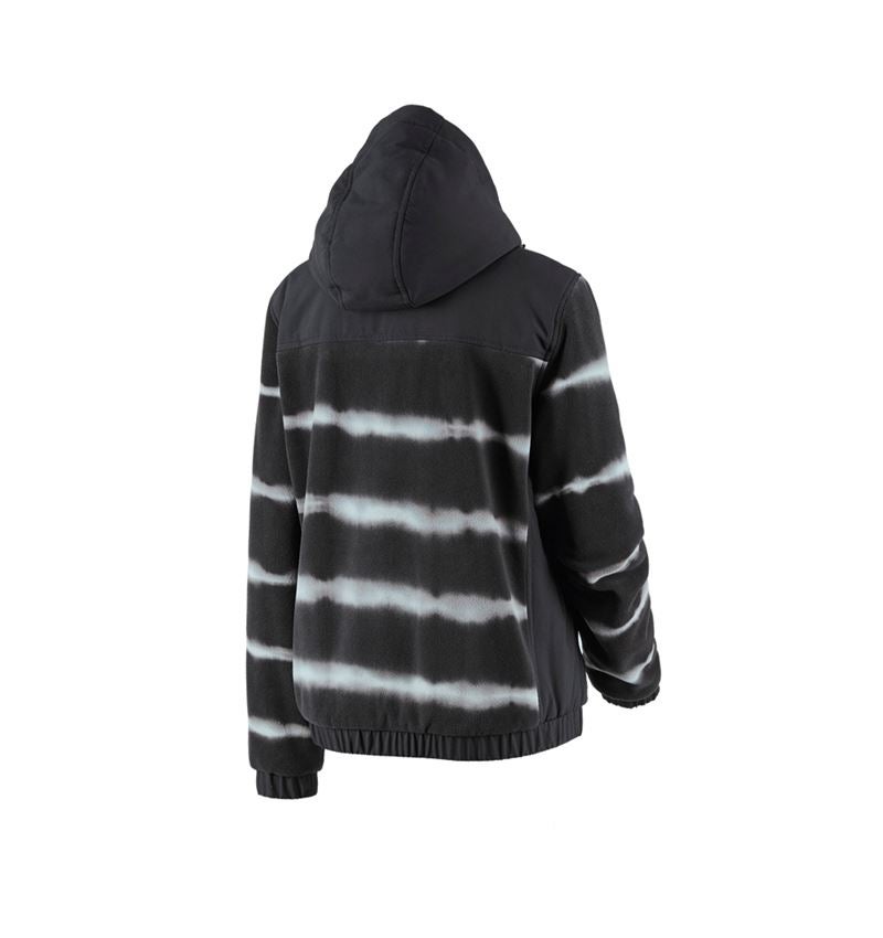 Work Jackets: Hybr.fleece hoody jacket tie-dye e.s.motion ten,l. + oxidblack/magneticgrey 3