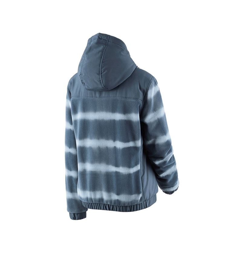 Work Jackets: Hybr.fleece hoody jacket tie-dye e.s.motion ten,l. + slateblue/smokeblue 4