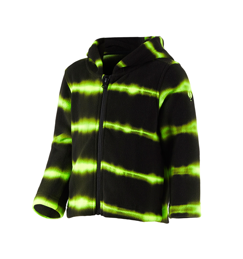 Jackets: Fleece hoody jacket tie-dye e.s.motion ten, child. + black/high-vis yellow 2