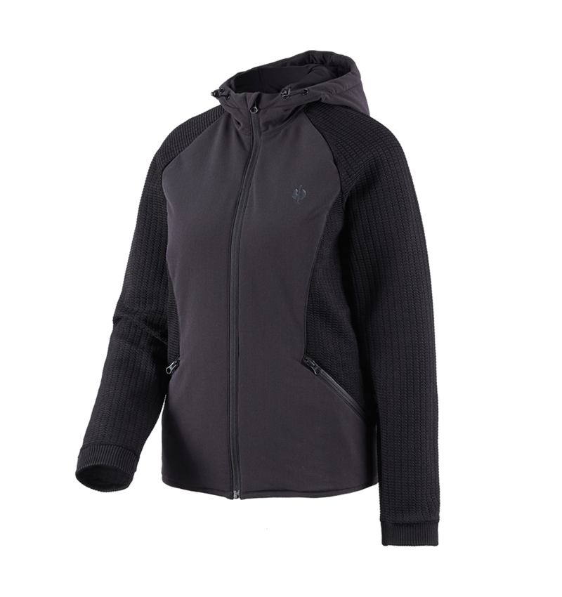 Work Jackets: Hybrid hooded knitted jacket e.s.trail, ladies' + black 2