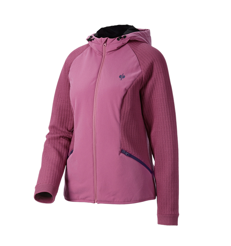 Vestes de travail: Veste en tricot à capuche hybride e.s.trail,femmes + rose tara/bleu profond 5