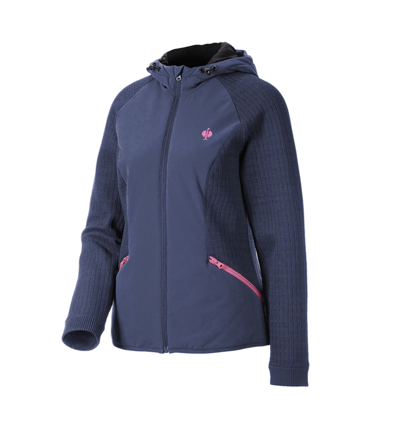 Clothing: Hybrid hooded knitted jacket e.s.trail, ladies' + deepblue/tarapink 4
