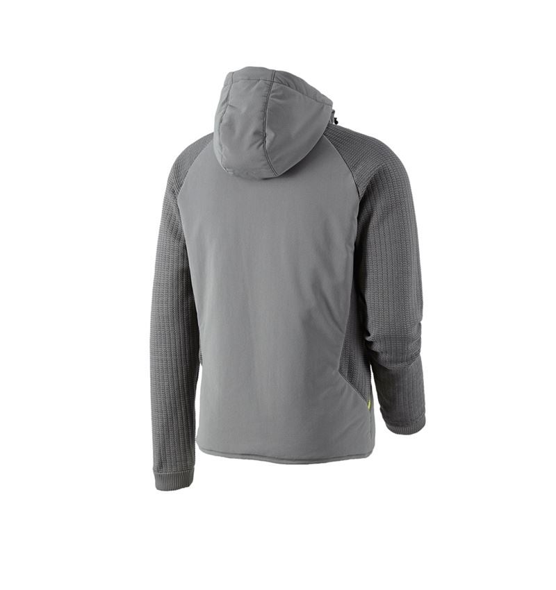 Work Jackets: Hybrid hooded knitted jacket e.s.trail + basaltgrey/acid yellow 3