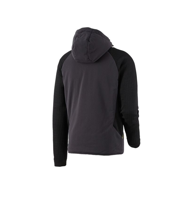 Work Jackets: Hybrid hooded knitted jacket e.s.trail + black/acid yellow 4