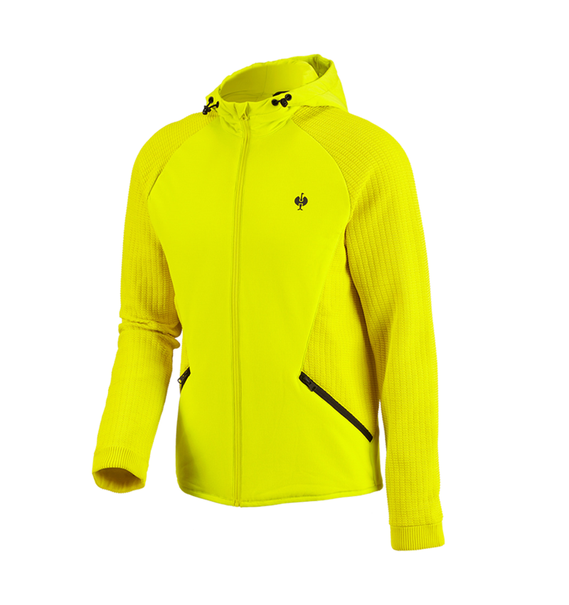 Work Jackets: Hybrid hooded knitted jacket e.s.trail + acid yellow/black 3