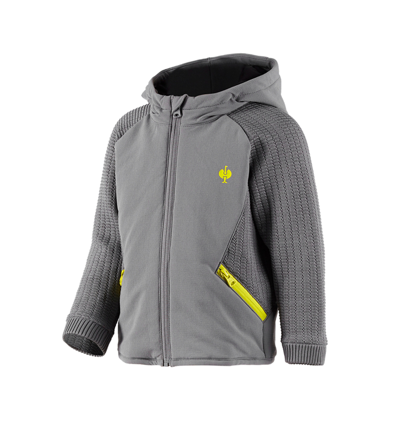 Jackets: Hybrid hooded knitted jacket e.s.trail, children's + basaltgrey/acid yellow 2