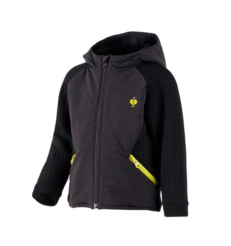 Vestes: Veste en tricot à capuche hybride e.s.trail,enfant + noir/jaune acide 2