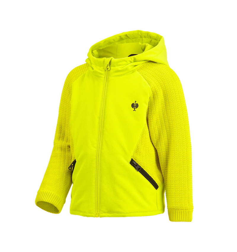 Vestes: Veste en tricot à capuche hybride e.s.trail,enfant + jaune acide/noir 2