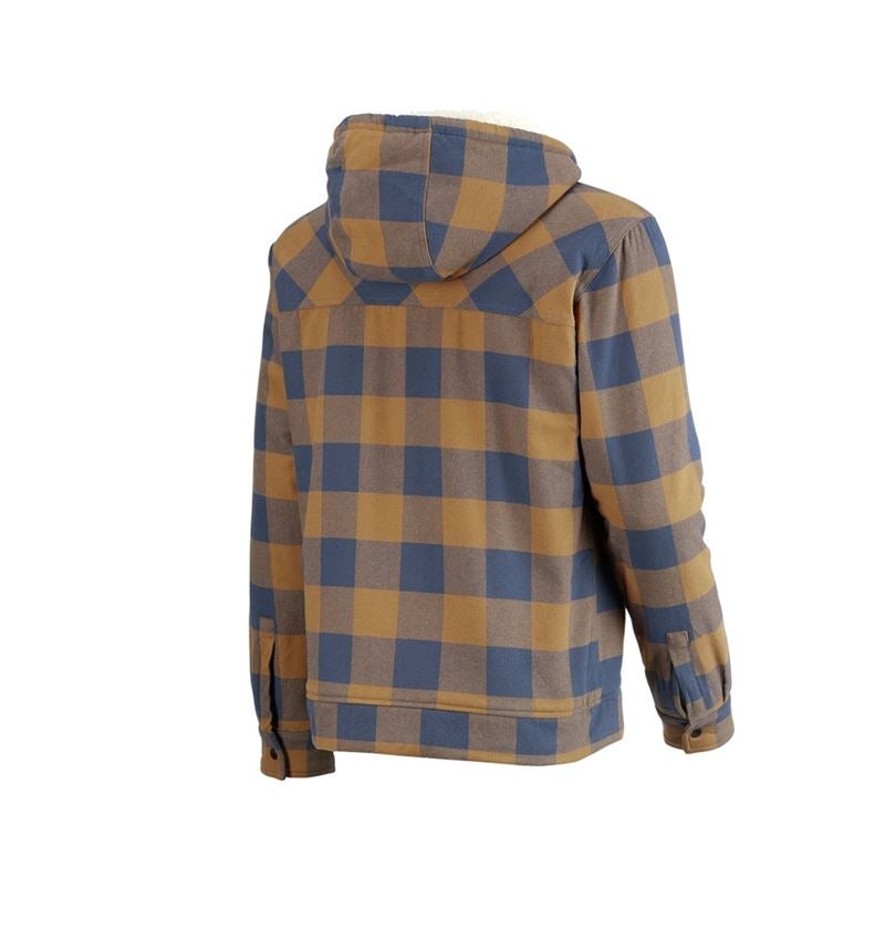 Work Jackets: Check-hooded jacket e.s.iconic + almondbrown/oxidblue 6