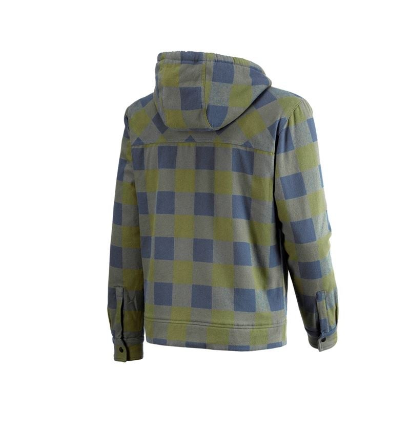 Work Jackets: Check-hooded jacket e.s.iconic + mountaingreen/oxidblue 7