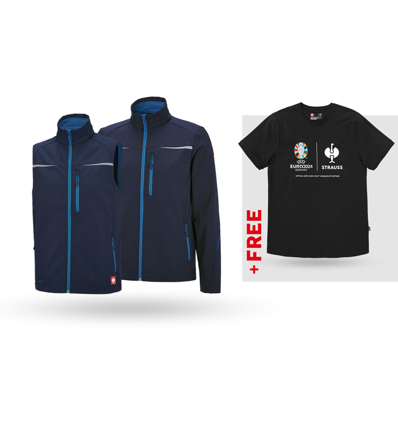 Collaborations: SET:Softsh.jacket+bodywarmer e.s.motion2020+Shirt + navy/atoll