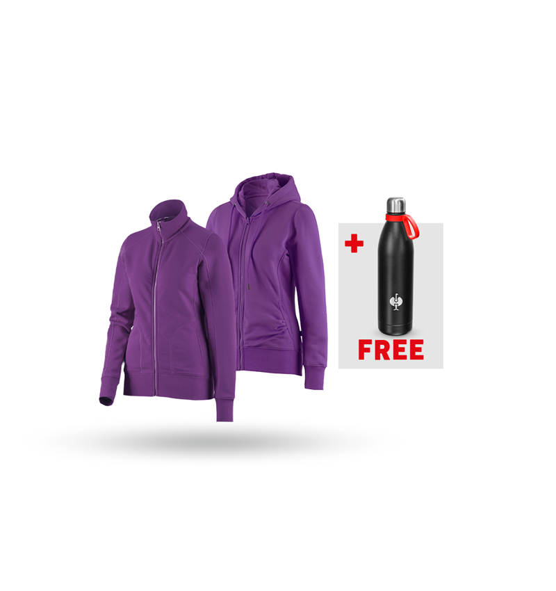 Clothing: SET: Sweat jacket + hoody sweat jacket, ladies' + violet