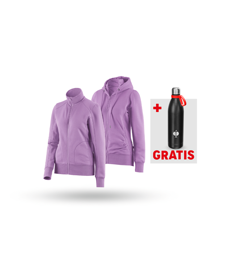 Bekleidung: SET: Sweatjacke + Hoody-Sweatjacke, Damen + lavendel