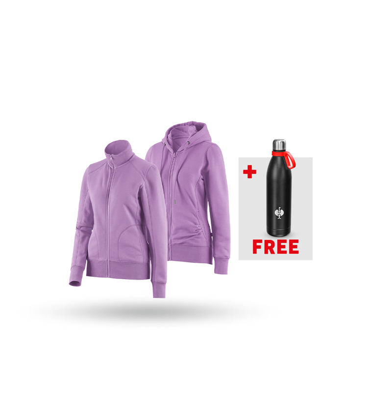 Clothing: SET: Sweat jacket + hoody sweat jacket, ladies' + lavender