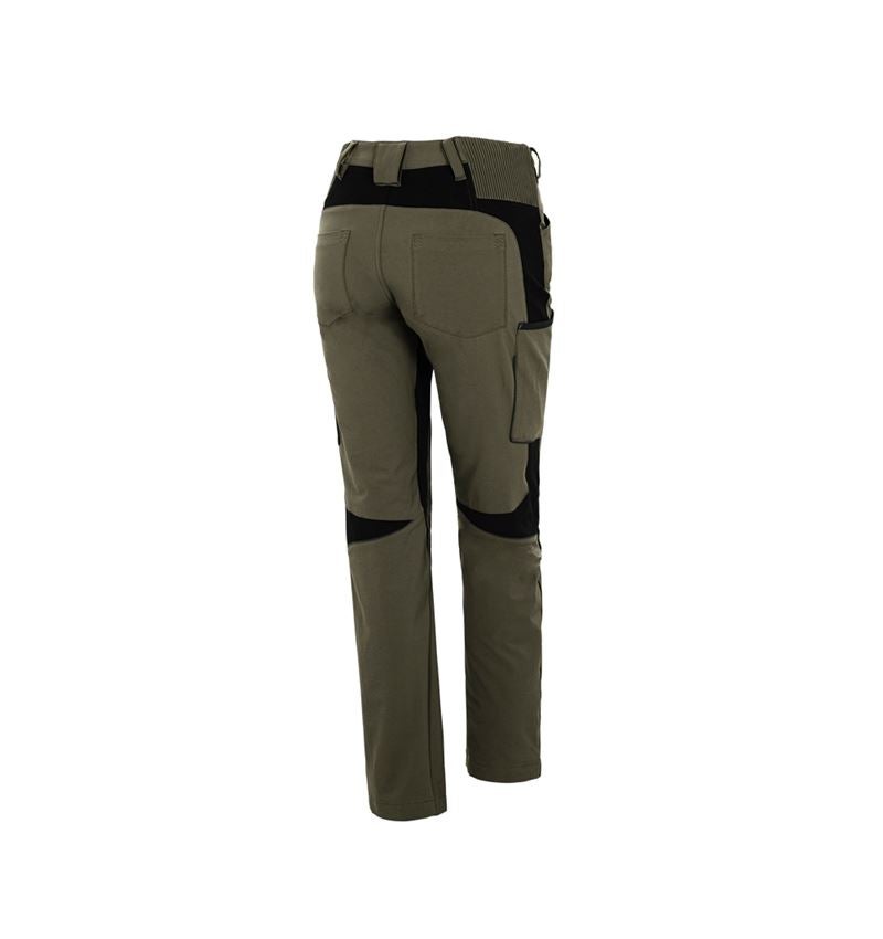 Work Trousers: Cargo trousers e.s.vision stretch, ladies' + moss/black 3