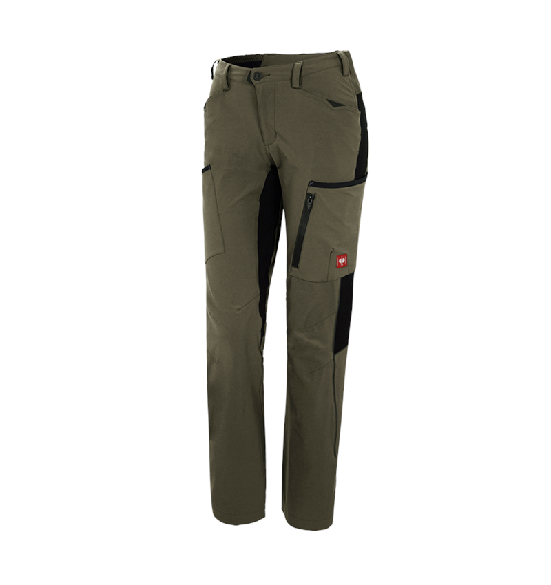 Work Trousers: Cargo trousers e.s.vision stretch, ladies' + moss/black 2