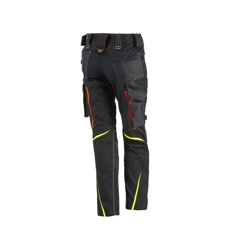 Work Trousers: Ladies' trousers e.s.motion 2020 winter + black/high-vis yellow/high-vis orange 1
