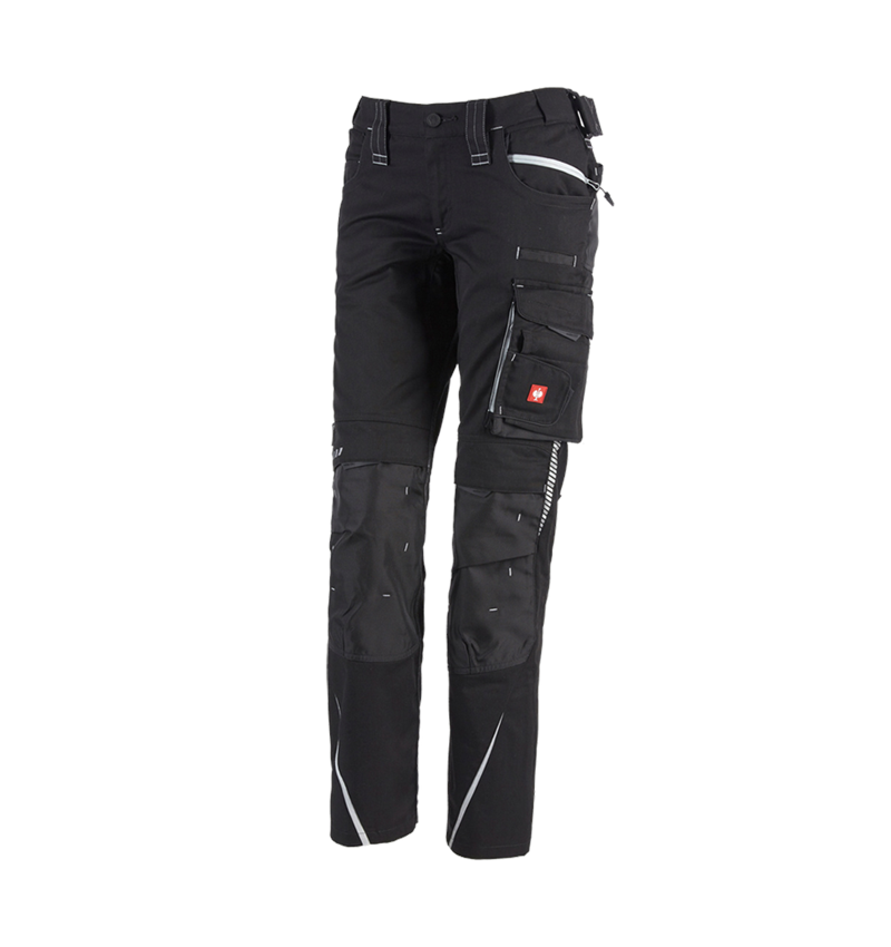 Work Trousers: Ladies' trousers e.s.motion 2020 winter + black/platinum 2