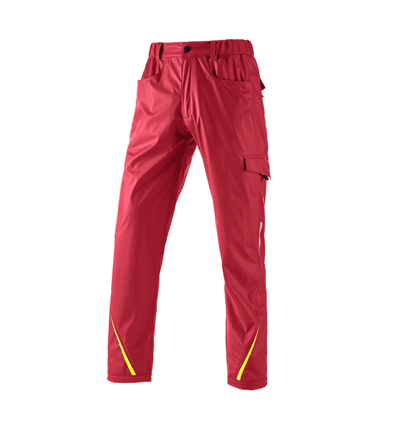 Pantalons de travail: Pantalon de pluie e.s.motion 2020 superflex + rouge vif/jaune fluo 2