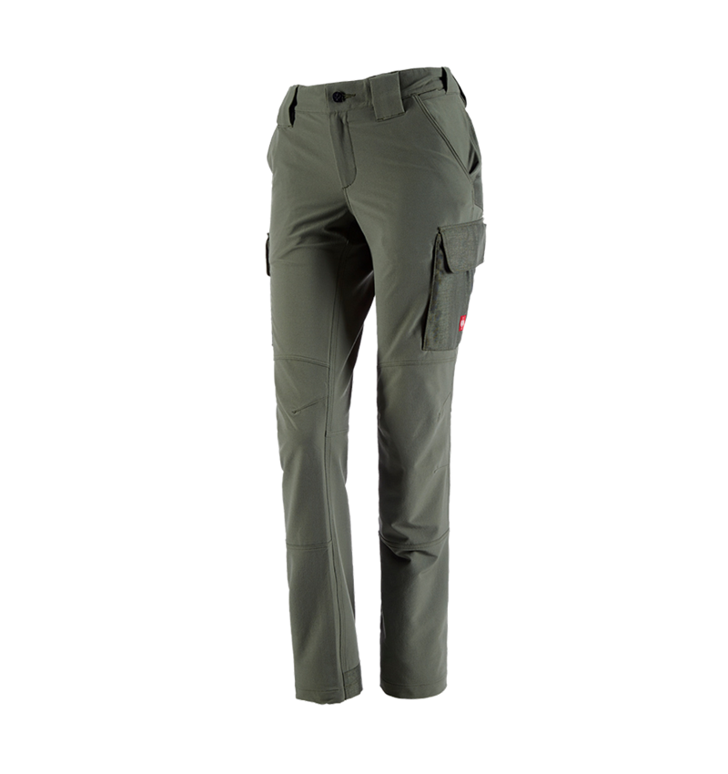 Work Trousers: Funct. cargo trousers e.s.dynashield solid, ladies + thyme 1