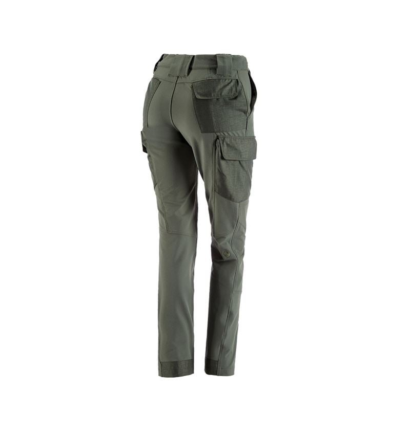 Work Trousers: Funct. cargo trousers e.s.dynashield solid, ladies + thyme 2