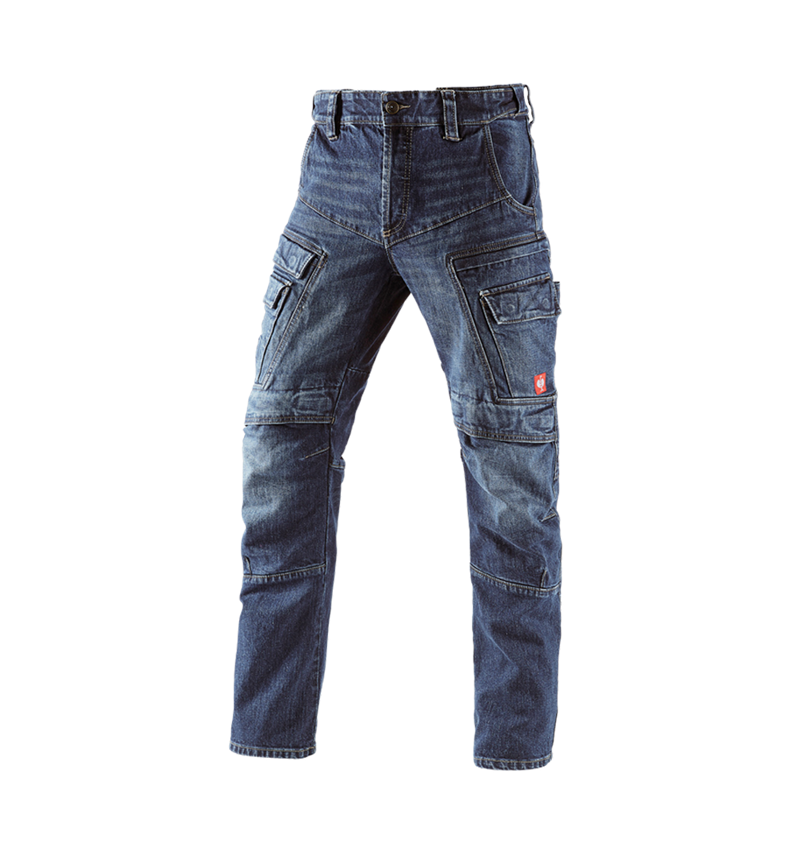 Work Trousers: e.s. Cargo worker jeans POWERdenim + darkwashed 4