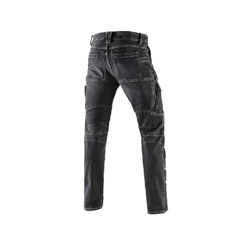 Work Trousers: e.s. Cargo worker jeans POWERdenim + blackwashed 5