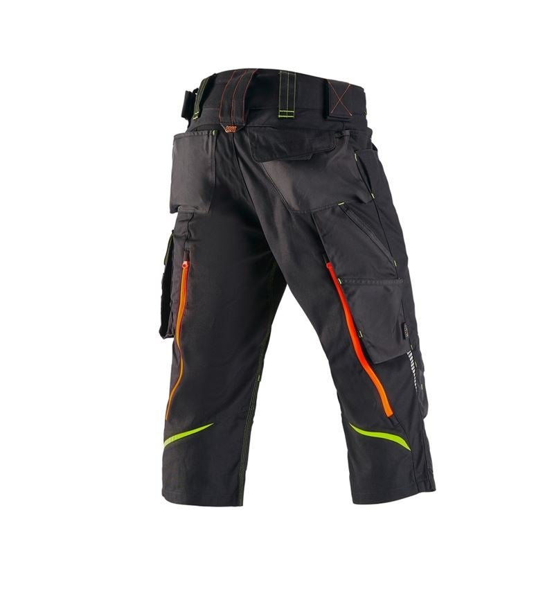 Work Trousers: 3/4 length trousers e.s.motion 2020 + black/high-vis yellow/high-vis orange 2