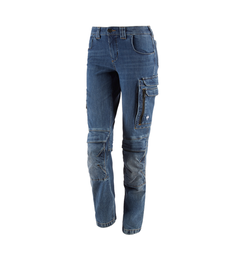 Work Trousers: Cargo worker jeans e.s.concrete, ladies' + stonewashed 2