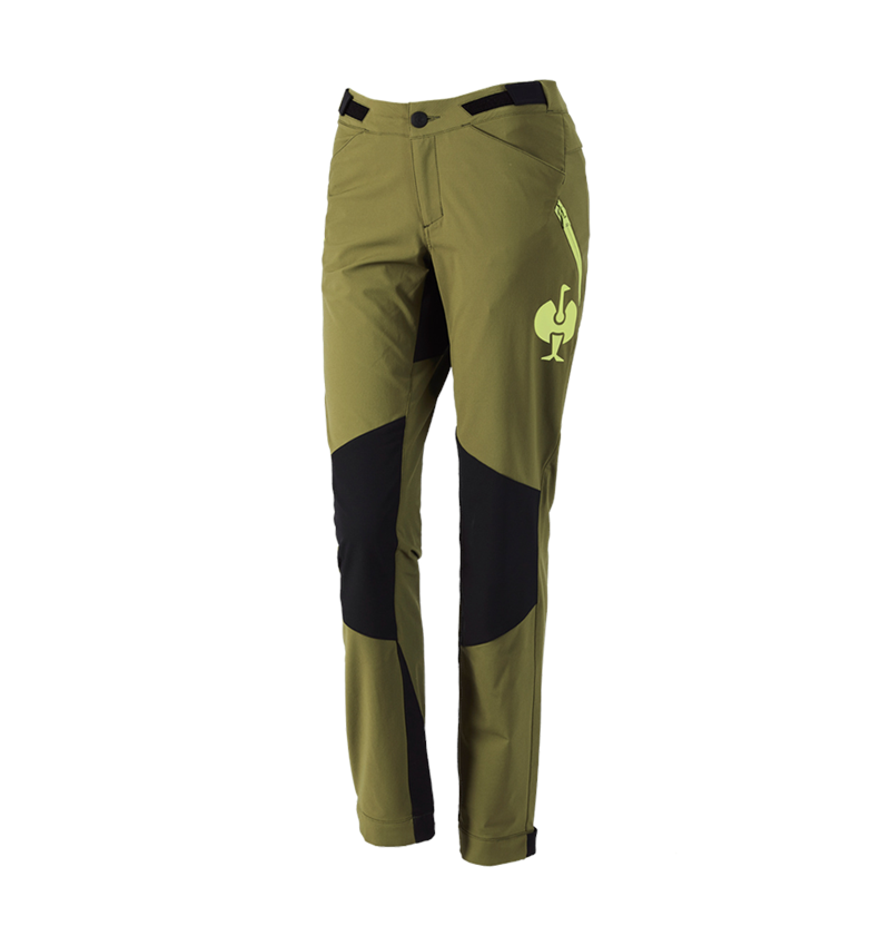 Pantalons de travail: Pantalon de fonction e.s.trail, femmes + vert genévrier/vert citron 2