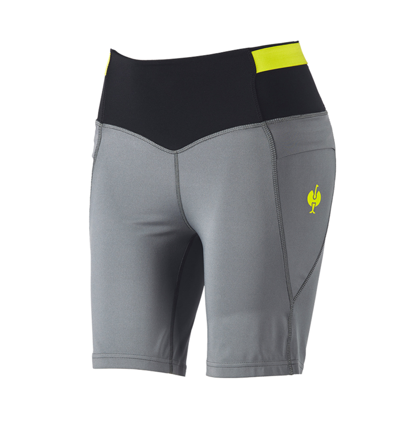 Work Trousers: Race tights short e.s.trail, ladies' + basaltgrey/acid yellow 2