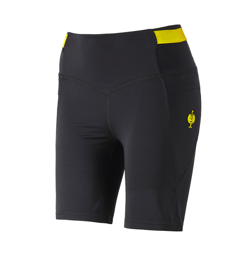 Work Trousers: Race tights short e.s.trail, ladies' + black/acid yellow 3