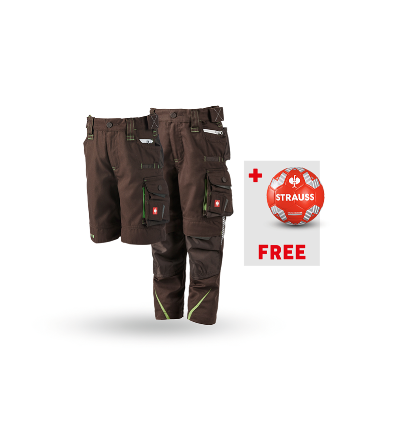 Clothing: SET:Kids' trousers e.s.motion 2020+shorts+footb. + chestnut/sea green