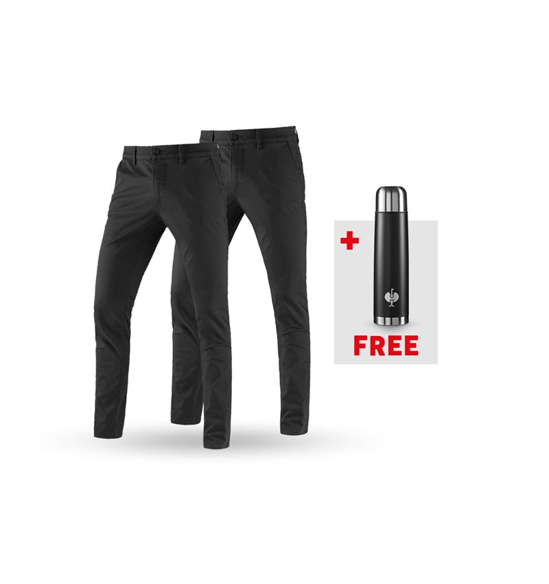 Christmas-Combo-Sets: SET: 2x e.s. 5-pocket work trousers Chino + black