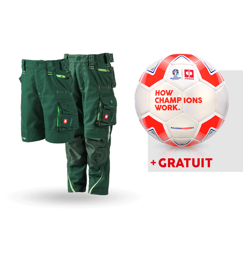 Collaborations: KIT:Pantalon+short e.s.motion 2020,enfants+ballon + vert/vert d'eau
