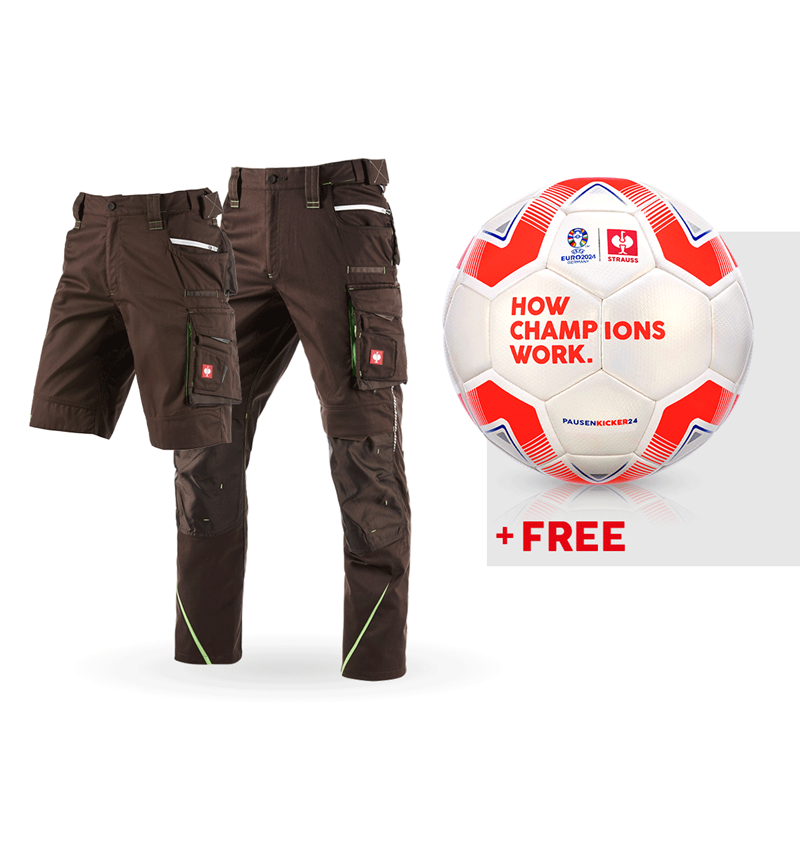 Clothing: SET: Trousers e.s.motion 2020 + shorts + football + chestnut/seagreen
